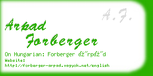 arpad forberger business card